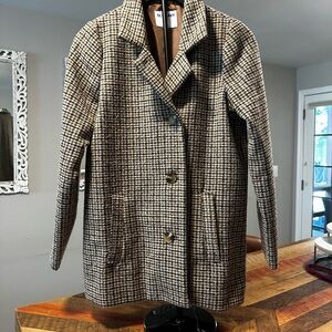 Old Navy Women's Tan and Black Houndstooth Coat